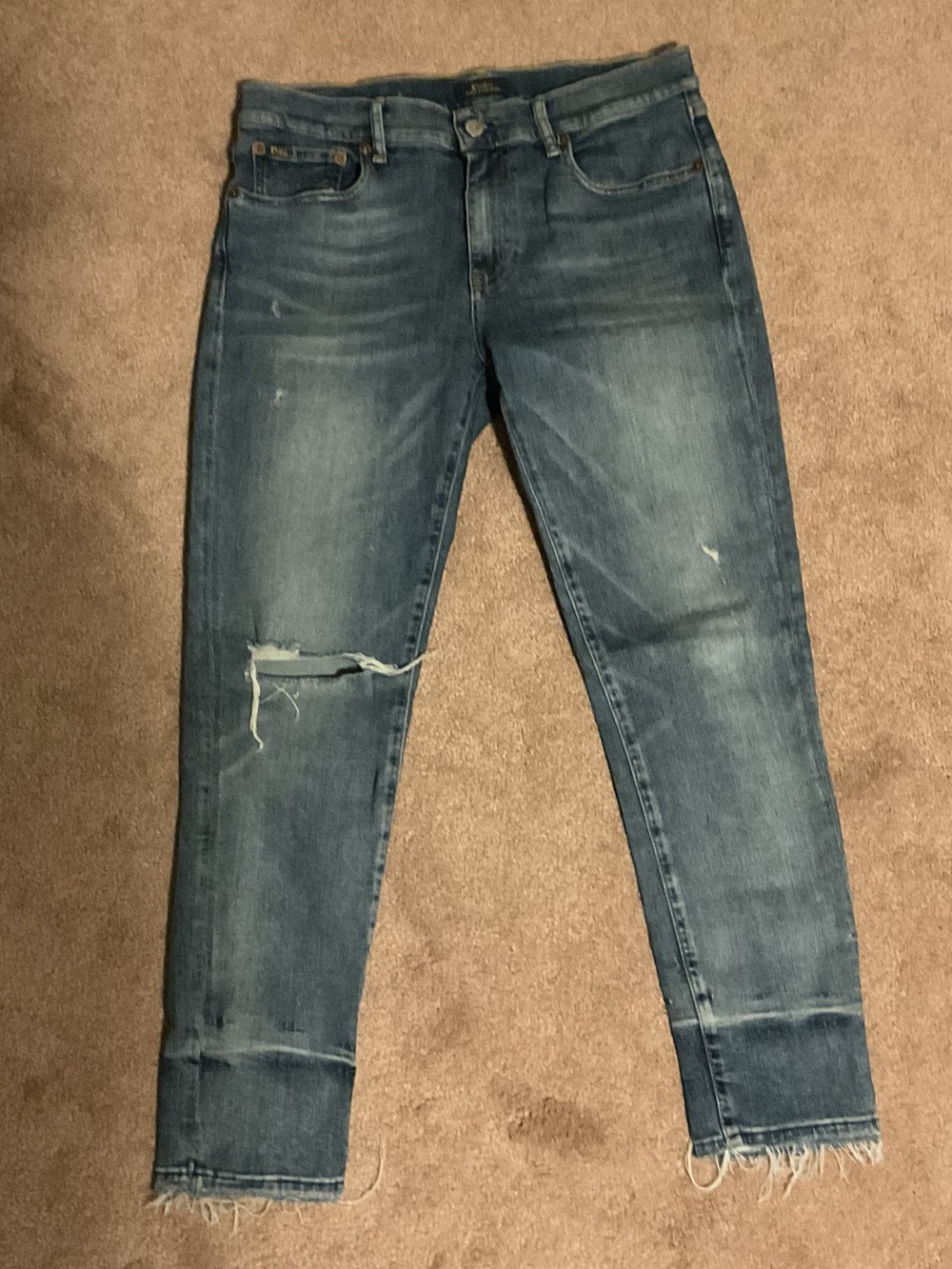 Polo by Ralph Lauren Distressed Dark Blue Cropped Jeans